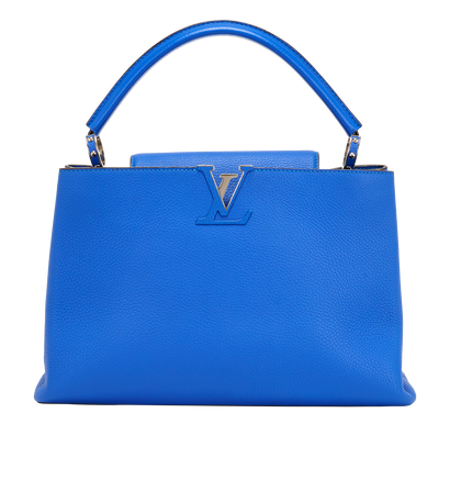 Capucines MM, &pound;2,400, Handbags, Blue, Leather, Front view